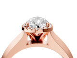 Rose gold Pear Halo Diamond Ring with Cathedral Band and Four-Prong Setting_60