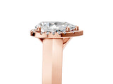 Rose gold Pear Halo Diamond Ring with Cathedral Band and Four-Prong Setting_61