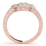 Rose gold Pear Halo Diamond Ring with Milgrain Bezel and Prong Setting 2