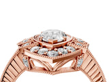 Rose gold Pear Halo Diamond Ring with Milgrain Bezel and Prong Setting_10