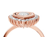 Rose gold Pear Halo Diamond Ring with Milgrain Edge and Round Prong Setting_47