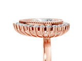 Rose gold Pear Halo Diamond Ring with Milgrain Edge and Round Prong Setting_48