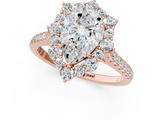 Rose gold Pear Halo Diamond Ring with Pavé Band and Prong Setting_21