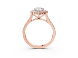 Rose gold Pear Halo Diamond Ring with Pavé Band and Prong Setting_23