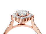 Rose gold Pear Halo Diamond Ring with Pavé Band and Prong Setting_24