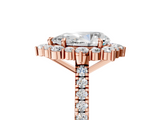 Rose gold Pear Halo Diamond Ring with Pavé Band and Prong Setting_25