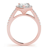 Rose gold Pear Halo Diamond Ring with Pavé Band and Three-Prong Setting 2