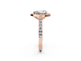 Rose gold Pear Halo Diamond Ring with Pavé Band and Three-Prong Setting_5