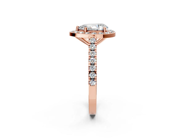 Rose Gold Pear-Shaped Pave Halo Engagement Ring Setting