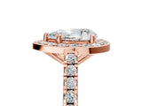 Rose gold Pear Halo Diamond Ring with Pavé Band and Three-Prong Setting_8