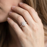 Rose gold Pear Halo Diamond Ring with Pavé Band_17