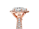 Rose gold Pear Halo Diamond Ring with Pavé Band_23