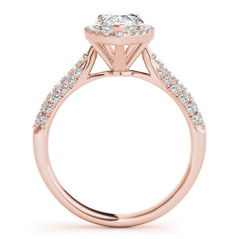 Rose gold Pear Halo Diamond Ring with Pave Band and Prong Setting 2