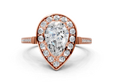 Rose gold Pear Halo Diamond Ring with Split Shank and Four-Prong Setting_47