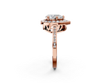 Rose gold Pear Halo Diamond Ring with Split Shank and Four-Prong Setting_49