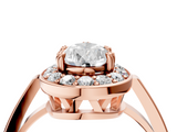 Rose gold Pear Halo Diamond Ring with Split Shank and Four-Prong Setting_51