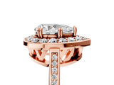Rose gold Pear Halo Diamond Ring with Split Shank and Four-Prong Setting_52