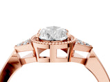 Rose gold Pear Halo Diamond Ring with Tapered Band and Four-Prong Setting_7