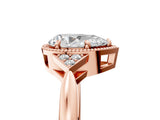 Rose gold Pear Halo Diamond Ring with Tapered Band and Four-Prong Setting_8