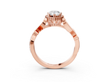 Rose gold Pear Halo Diamond Ring with Vintage Split Shank and Four-Prong Setting_23