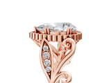 Rose gold Pear Halo Diamond Ring with Vintage Split Shank and Four-Prong Setting_25