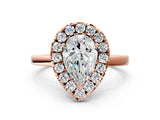 Rose gold Pear Halo Diamond Solitaire with Pavé Band and Four-Prong Setting_93