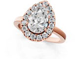 Rose gold Pear Halo Diamond Solitaire with Pavé Band and Four-Prong Setting_94