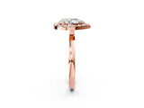 Rose gold Pear Halo Diamond Solitaire with Pavé Band and Four-Prong Setting_95