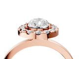 Rose gold Pear Halo Diamond Solitaire with Pavé Band and Four-Prong Setting_97