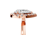 Rose gold Pear Halo Diamond Solitaire with Pavé Band and Four-Prong Setting_98