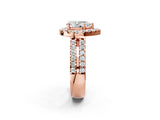 Rose gold Pear Halo Diamond Split Shank Engagement Ring with Prong Setting_101
