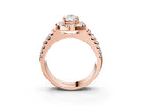 Rose gold Pear Halo Diamond Split Shank Engagement Ring with Prong Setting_102
