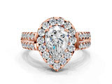 Rose gold Pear Halo Diamond Split Shank Engagement Ring with Prong Setting_99