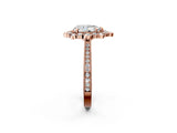 Rose gold Pear Halo Milgrain Pave Diamond Ring with Four-Prong Setting 2