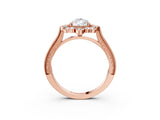 Rose gold Pear Halo Milgrain Pave Diamond Ring with Four-Prong Setting 3