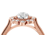 Rose gold Pear Halo Milgrain Pave Diamond Ring with Four-Prong Setting 4