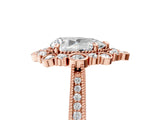 Rose gold Pear Halo Milgrain Pave Diamond Ring with Four-Prong Setting 5