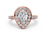 Rose gold Pear Halo Pavé Diamond Engagement Ring with Bezel Setting_20