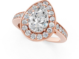 Rose gold Pear Halo Pavé Diamond Engagement Ring with Bezel Setting_21