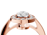 Rose gold Pear Halo Pavé Diamond Engagement Ring with Bezel Setting_24