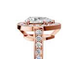Rose gold Pear Halo Pavé Diamond Engagement Ring with Bezel Setting_25