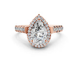 Rose gold Pear Halo Pavé Diamond Engagement Ring with Four-Prong Setting_26