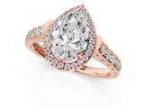 Rose gold Pear Halo Pavé Diamond Engagement Ring with Four-Prong Setting_27