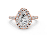 Rose gold Pear Halo Pavé Diamond Engagement Ring with Four-Prong Setting_3