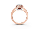 Rose gold Pear Halo Pave Band Solitaire Ring with Prong Setting_69