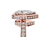 Rose gold Pear Halo Pave Band Solitaire Ring with Prong Setting_71