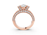 Rose gold Pear Halo Pave Diamond Engagement Ring with Milgrain Detailing_52