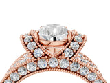 Rose gold Pear Halo Pave Diamond Engagement Ring with Milgrain Detailing_53