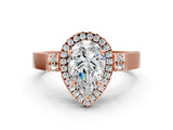 Rose gold Pear Halo Pave Split Shank Prong Setting Ring_39