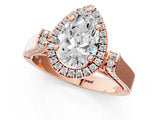 Rose gold Pear Halo Pave Split Shank Prong Setting Ring_40